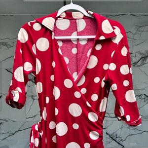 Vintage Red Polka Dot Wrap Dress